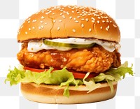 PNG A chicken burger food hamburger vegetable. AI generated Image by rawpixel.