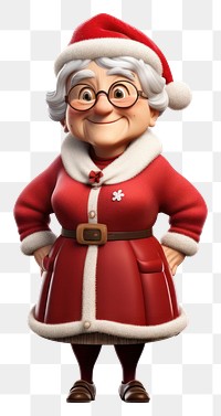 PNG Old lady wearing Santa costume figurine white background celebration