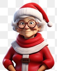 PNG Old lady wearing Santa costume glasses white background celebration. AI generated Image by rawpixel.