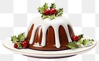 PNG Christmas pudding dessert icing plate. 