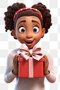 PNG Young girl cartoon gift face. 