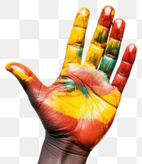 PNG Color painted African child hand finger white background creativity. 