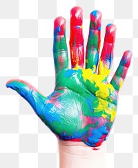 PNG Color painted child hand finger white background creativity. AI generated Image by rawpixel.