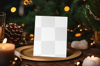 Christmas invitation card png mockup, transparent design