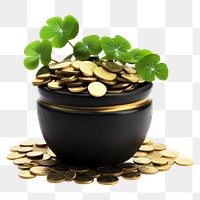 PNG Gold coins money plant leaf. 