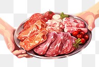 PNG Hands holding salami meat prosciutto sausage. AI generated Image by rawpixel.