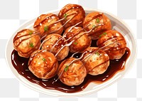 PNG Takoyaki food meatball plate meal. 