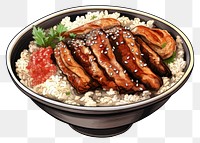 PNG Grilled Eel Rice Bowl bowl meal food. AI generated Image by rawpixel.