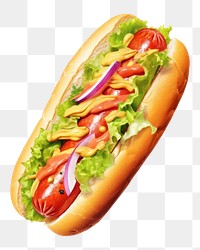 PNG Hot dog american food white background vegetable. 