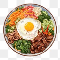 PNG Bibimbap noodle lunch plate. 