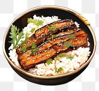 PNG Grilled Eel Rice Bowl seafood grilled meal. AI generated Image by rawpixel.