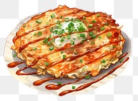 PNG Okonomiyaki food pizza meal dish. 