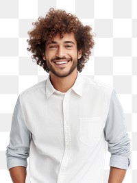 PNG Curly haired man laughing shirt adult. 