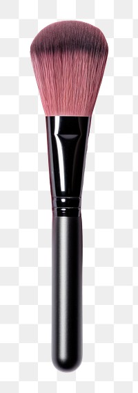 PNG A fluffy makeup brush with a black handle and pink bristles. Ideal for applying powder or blush. Makeup brush for flawless application. Essential beauty tool. 