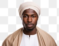 PNG African muslim man portrait turban adult. 