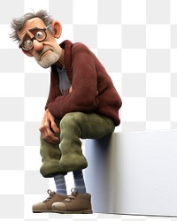 PNG Portrait cartoon adult contemplation. AI generated Image by rawpixel.
