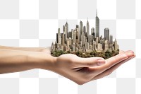 PNG  Hand carrying city hand architecture building. AI generated Image by rawpixel.
