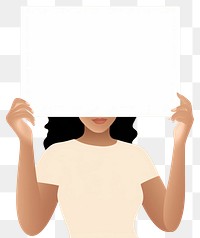 PNG Plain blank white sign portrait holding paper. 