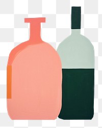 PNG Bottle art painting wine. 