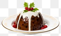 PNG Christmas pudding chocolate dessert plate. 