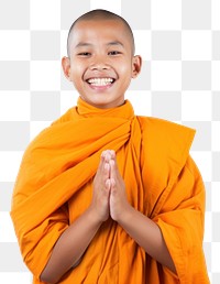 PNG Buddhist monk white background spirituality happiness. AI generated Image by rawpixel.
