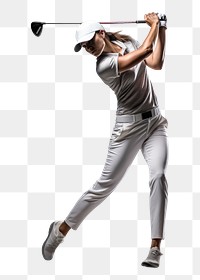 PNG Golfer sports white background concentration. 