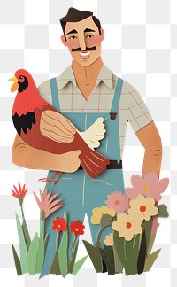 PNG Chicken smiling farmer animal. 