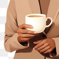 PNG Hand holding coffee mug drink cup. 