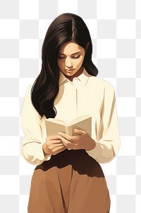 PNG Asian Woman stand Reading Book reading book publication. AI generated Image by rawpixel.