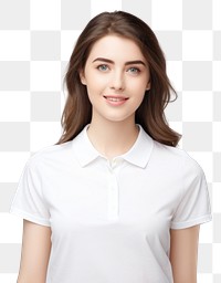 PNG Woman wear polo shirt portrait sleeve blouse. 