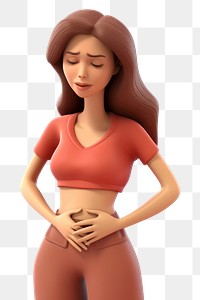 PNG Stomach ache figurine cartoon adult. AI generated Image by rawpixel.