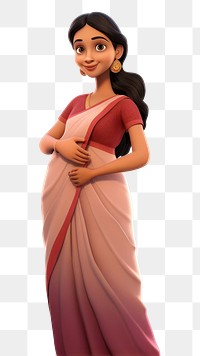 PNG Indian pregnant woman cartoon dress adult. AI generated Image by rawpixel.