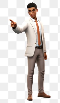 PNG Young man Business pointing cartoon adult white background. AI generated Image by rawpixel.