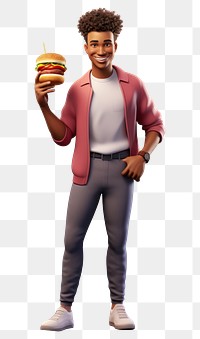 PNG Young man Business holding burger cartoon adult food. 