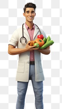 PNG Doctor holding fresh fruit doctor vegetable cartoon. AI generated Image by rawpixel.
