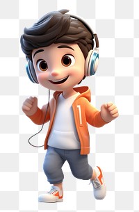 PNG Boy listening music cartoon cute  