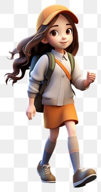 PNG Kid girl walking cartoon toy  