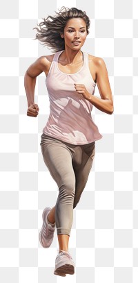 PNG Woman running jogging adult white background. AI generated Image by rawpixel.