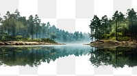 PNG Lake tree wilderness landscape. 