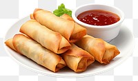 PNG Springrolls ketchup food meal.