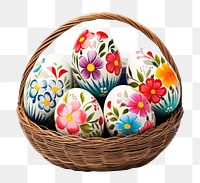 PNG Easter eggs painted basket easter flower. 