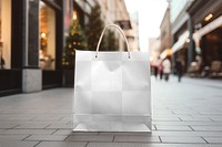 Paper shopping bag png mockup, transparent design