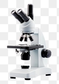 PNG Scientist microscope white background biotechnology magnification. AI generated Image by rawpixel.