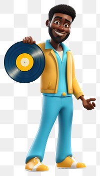 PNG African afrobeat singer cartoon record yellow. 