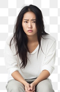 PNG Sad portrait sitting adult. 