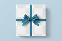 Blue gift box png mockup, transparent design