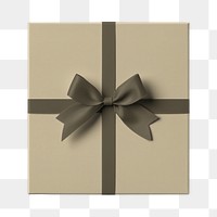 Brown gift box png, transparent background