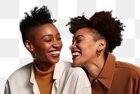 PNG Black lesbian couple laughing smile adult. AI generated Image by rawpixel.