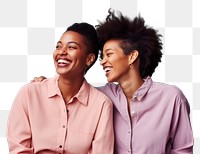 PNG Black lesbian couple laughing adult happy. AI generated Image by rawpixel.
