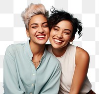 PNG Latina lesbian couple laughing smile adult. AI generated Image by rawpixel.